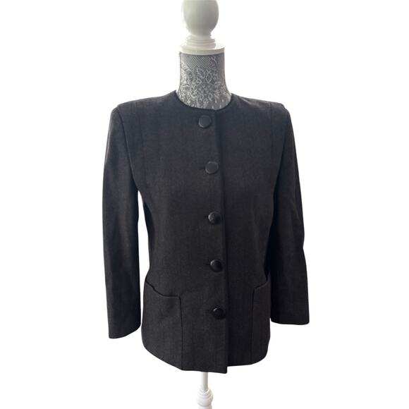 Sasson Women's Sz 6 Vintage Lined Herringbone Wool Blazer Old Money Suit Jacket - Picture 1 of 8